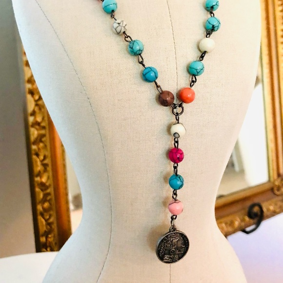 Vintage Fossil Necklace & Y coin Necklace - Picture 4 of 14